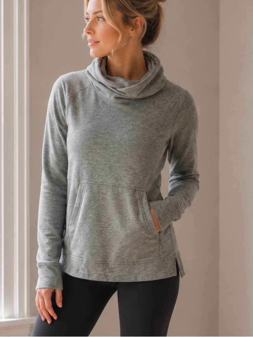 Lululemon Gray Cowl Neck Fleece Pullover S